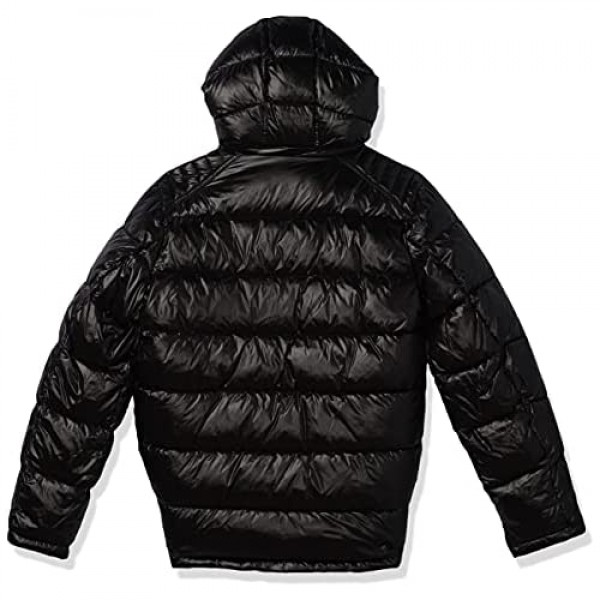 GUESS mens Mid-weight Puffer Jacket With Removable Hood