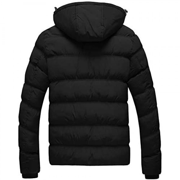 Wantdo Men's Hooded Winter Coat Warm Puffer Jacket Thicken Cotton Coat with Removable Hood
