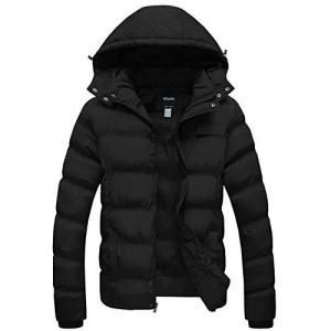 Wantdo Men's Hooded Winter Coat Warm Puffer Jacket Thicken Cotton Coat with Removable Hood