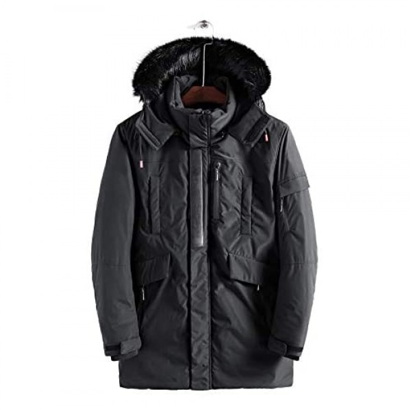 WEEN CHARM Men's Warm Parka Jacket Anorak Jacket Winter Coat with Detachable Hood Faux-Fur Trim