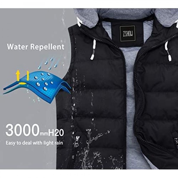 ZSHOW Men's Winter Removable Hooded Padded Puffer Vest
