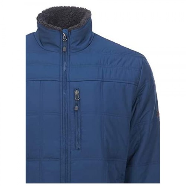 Avalanche Men's Sherpa Fleece Lined Quilted Mock Neck Zip Up Jacket With Pockets