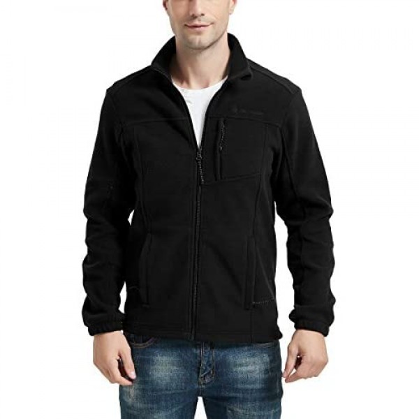 CQC Men's Full-Zip Fleece Jacket Soft Polar Winter Outdoor Coat with Pockets