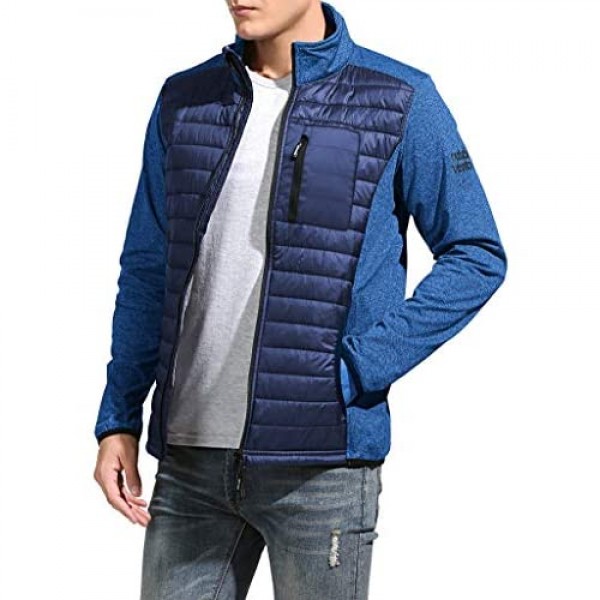Men's Insulated Hybrid Hiking Jacket Lightweight Thermal Running Jacket Quilted Outerwear Jacket