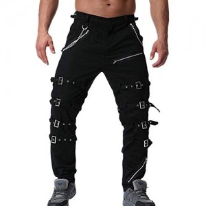 AKARMY Men's Fashion Hiphop Rock Punk Gothic Pants Techwear Sport Hiking Riding Cotton Casual Cargo Pants