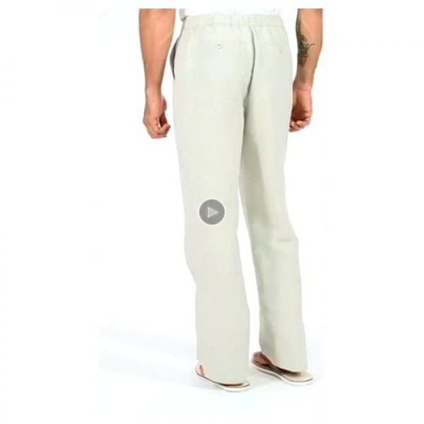 Cubavera Men's Drawstring Linen-Blend Pant with Back Elastic Waistband