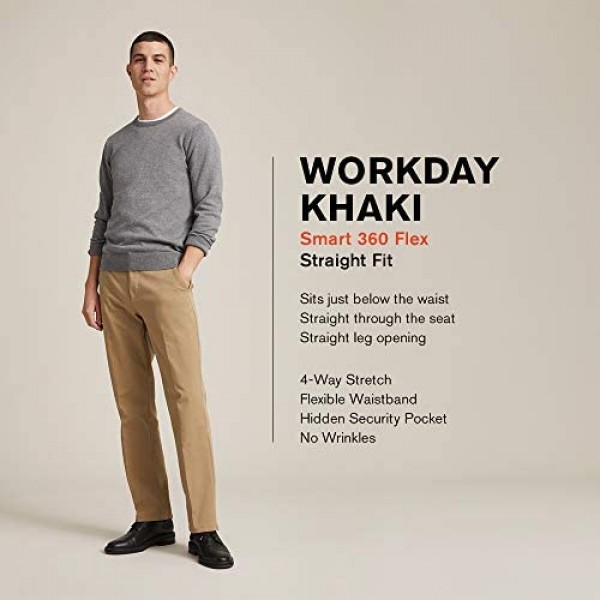 Dockers Men's Workday Khaki Smart 360 Flex Pants dark pebble 34W x 38L