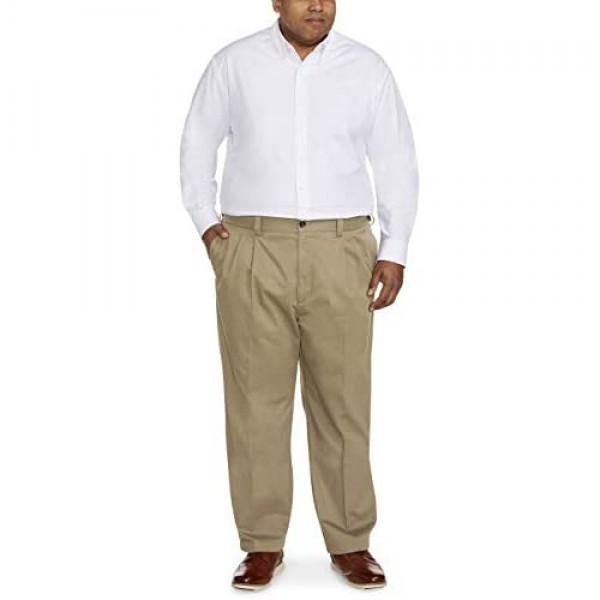 Essentials Men's Big & Tall Relaxed-fit Wrinkle-Resistant Pleated Chino Pant