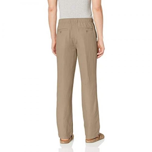 Essentials Men's Classic-fit Flat-Front Linen Pant