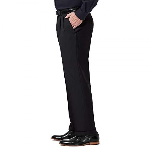 Haggar Men's Premium Comfort Classic Fit Pleat Expandable Waist Pant