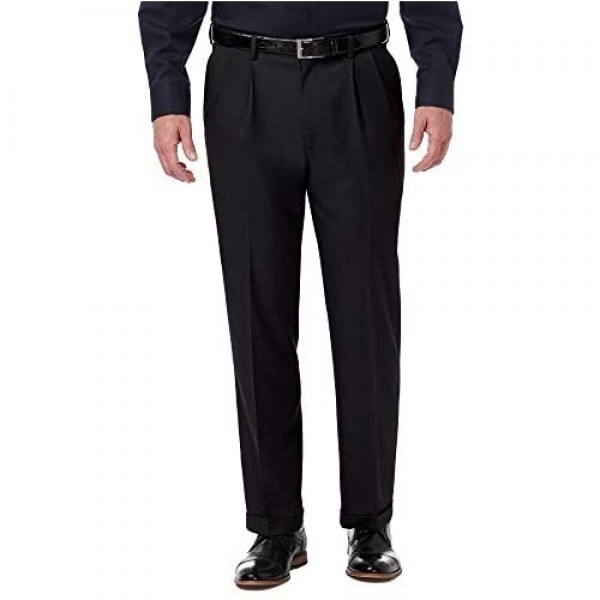 Haggar Men's Premium Comfort Classic Fit Pleat Expandable Waist Pant