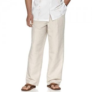 THWEI Linen Pants Mens Casual Pants Drastring Loose Fit Summer Pants Lightweight Casual Beach Pants for Men