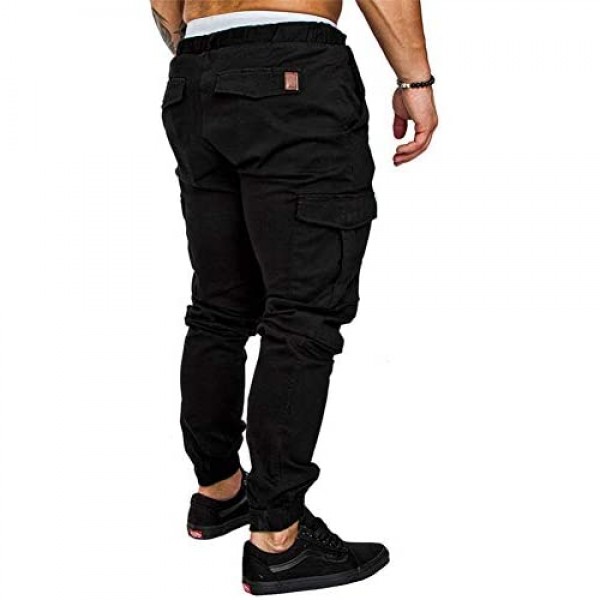 THWEI Men's Cargo Pants for Men Slim Fit Casual Jogger Athletic Long Pant Chino Sweatpants Trousers