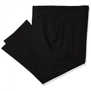 Van Heusen Men's Big and Tall Traveler Stretch Flat Front Dress Pant  Black  44W X 32L