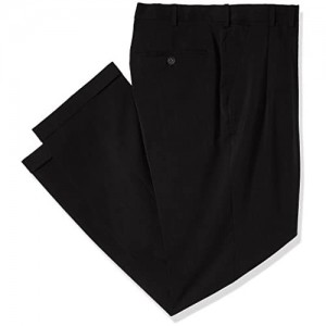 Van Heusen Men's Big and Tall Traveler Stretch Pleated Dress Pant  Black  42W x 34L