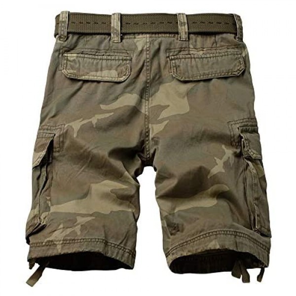 AKARMY Men's Cotton Casual Multi Pocket Outdoor Camouflage Shorts Twill Camo Cargo Shorts