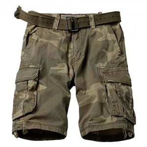 AKARMY Men's Cotton Casual Multi Pocket Outdoor Camouflage Shorts Twill Camo Cargo Shorts