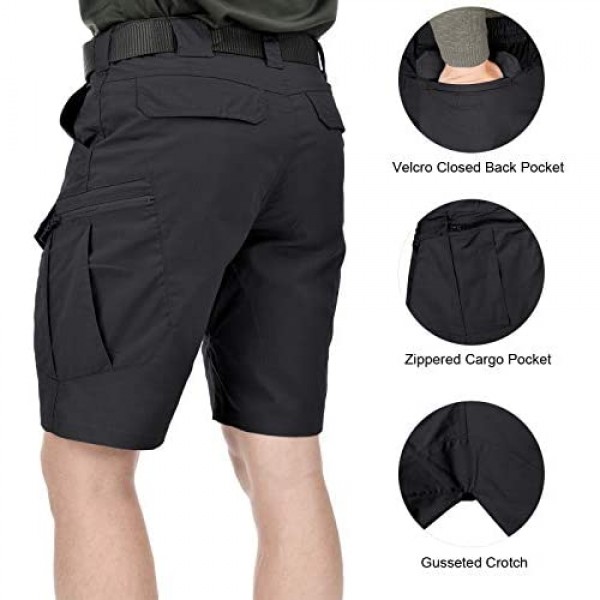 HARD LAND Men's Tactical Cargo Shorts 9.5 Inches Waterproof Ripstop Elastic Waist BDU Work Shorts Hiking