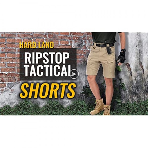 HARD LAND Men's Tactical Cargo Shorts 9.5 Inches Waterproof Ripstop Elastic Waist BDU Work Shorts Hiking