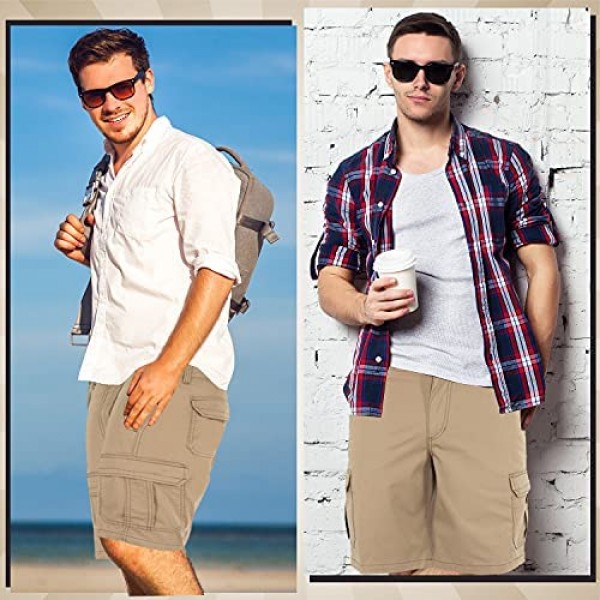 High Energy Stretch Cargo Shorts for Men with 6 Pockets Classic Knee Length Summer Wear