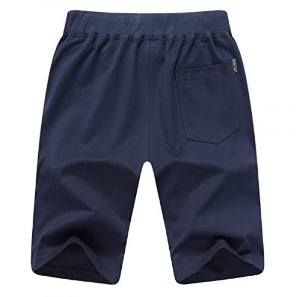 JustSun Mens Shorts Casual Sports with Elastic Waist Zipper Pockets