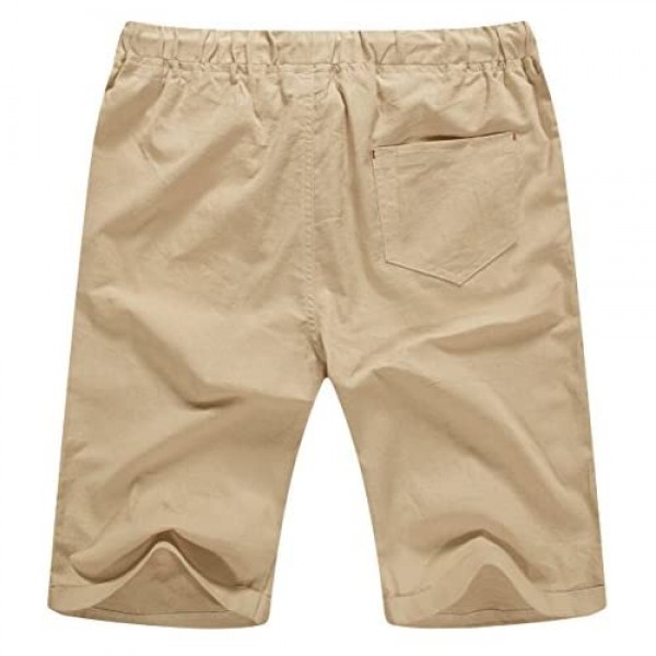 NITAGUT Men's Linen Casual Classic Fit Short Drawstring Summer Beach Shorts