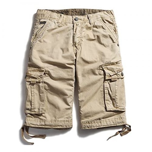 OCHENTA Men's Loose Fit Multi Pocket Cargo Shorts