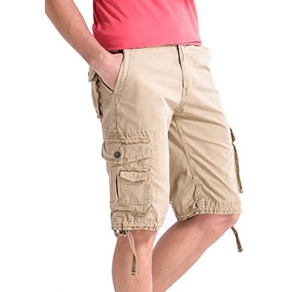 WenVen Men's Cotton Twill Cargo Shorts Outdoor Wear (Regular & Big-Tall Sizes)