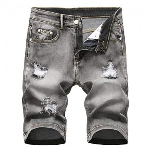 Amoystyle Men's Stretch Ripped Jean Shorts