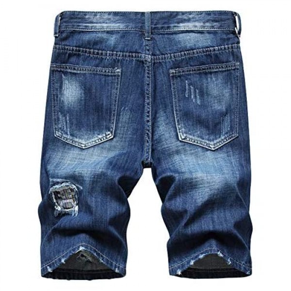 chouyatou Men's Summer Essential Straight Leg Casual Ripped Denim Jean Shorts