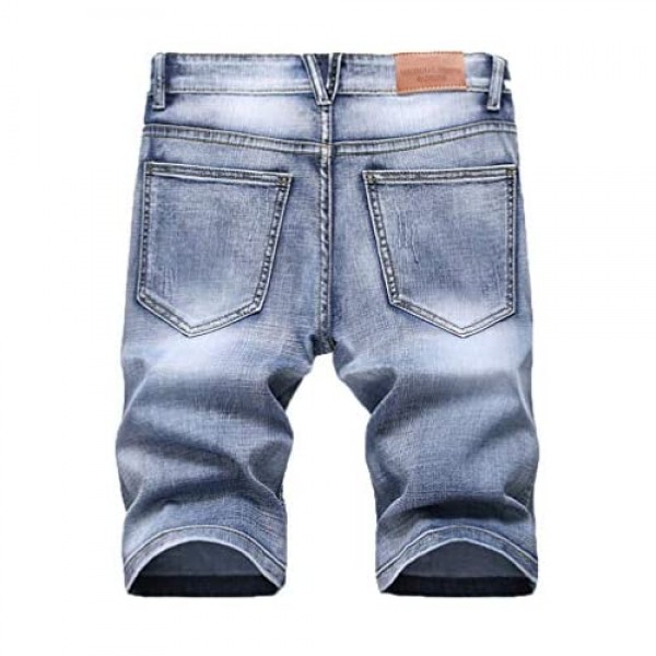 Cofouen Men's Ripped Short Jeans Casual Slim Fit Denim Shorts Summer Distressed Jean Pants