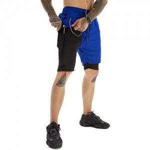 FFERZOTEX Men's Multi-Function 2-in-1 Workout Running Shorts Training Sport Short Pants
