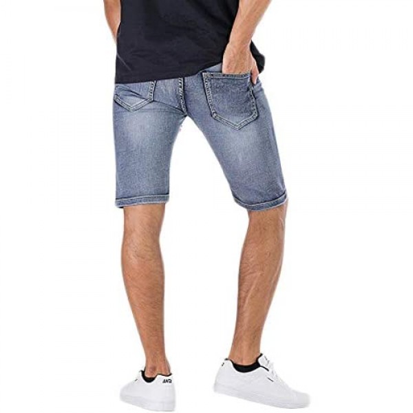 Go Mai Men's Casual Denim Shorts Classic Fit Distressed Ripped Short Jeans with Pockets