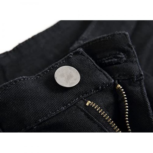 HENGAO Men's Denim Shorts with Zipper Deco
