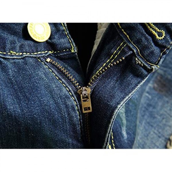HENGAO Men's Ripped Jean Short Distressed Straight Fit Denim Shorts