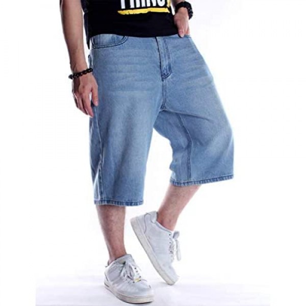 IDEALSANXUN Men’s 3/4 Denim Shorts Big&Tall Loose Fit Jeans Shorts