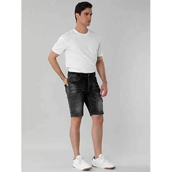 Lars Amadeus Men's Ripped Short Jeans Slim Fit Distressed Casual Skinny Denim Shorts
