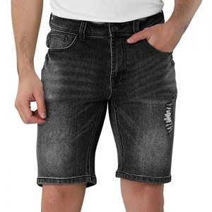 Lars Amadeus Men's Ripped Short Jeans Slim Fit Distressed Casual Skinny Denim Shorts