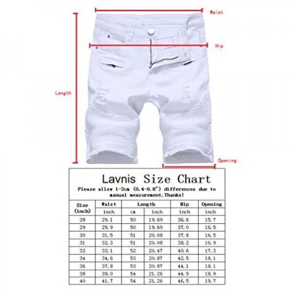 Lavnis Men's Casual Denim Shorts Classic Fit Ripped Distressed Summer Jeans Shorts