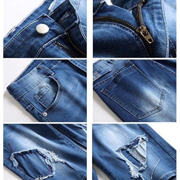 Litteking Men's Ripped Jean Shorts Casual Distressed Denim Shorts Summer Short Pants with Pockets