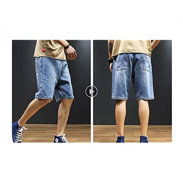LONGBIDA Mens Relaxed Fit Denim Shorts Jeans Regular Pants