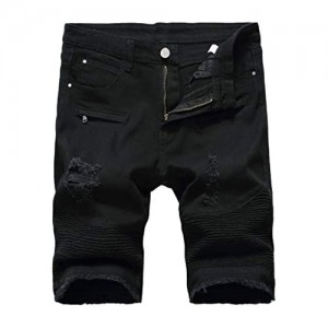 Men's Denim Shorts Classic Fit Ripped Distressed Summer Jeans Shorts