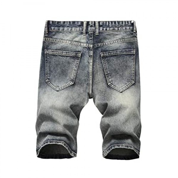 Mordenmiss Men's Casual Denim Shorts Classic Distressed Short Jeans Summer Fashion Ripped Shorts