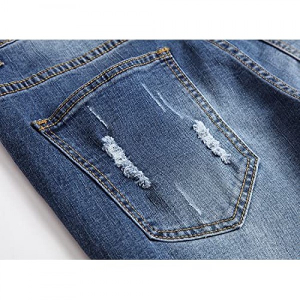 NITAGUT Men's Fashion Ripped Short Jeans Slim Fit Denim Short