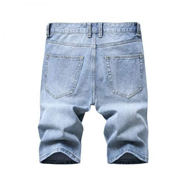 PASOK Men's Casual Denim Shorts Moto Biker Distressed Jeans Shorts