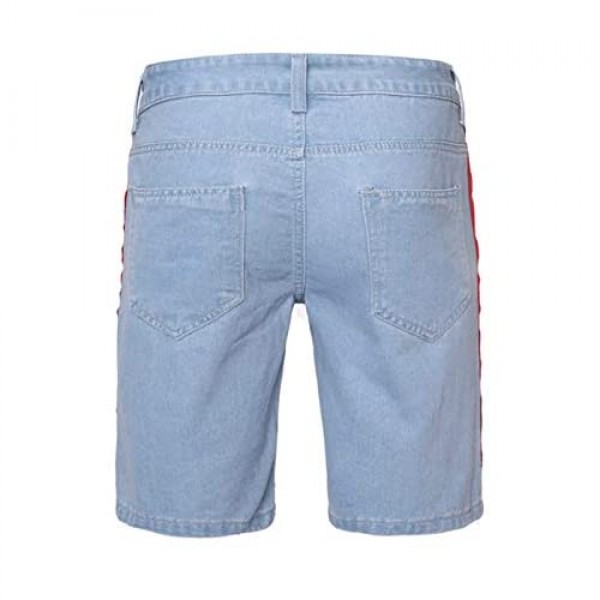 Seidarise Men's Denim Shorts Jean Short Blue Ripped Hole Distressed Casual