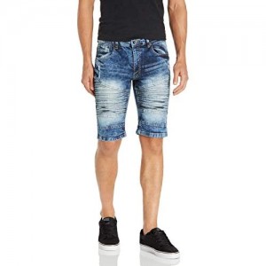 Southpole Men's Denim Shorts with Destructed Ripped and Repaired