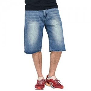 Tanming Men's Casual Loose Hip Hop Work Cargo Pockets Denim Jeans Shorts