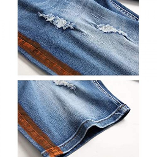 Tebreux Men's Ripped Denim Shorts Casual Button up Distressed Jean Shorts Summer Shorts with Pockets