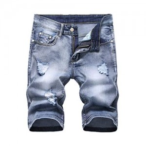 Tebreux Men's Ripped Short Jeans Distressed Classic Fit Denim Shorts Vintage Summer Pants